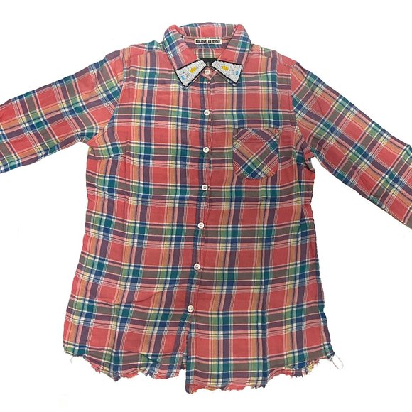 Maison Scotch Checkered Plaid Flannel Shirt with Beaded Applique ASO Clary Fray - Picture 2 of 14